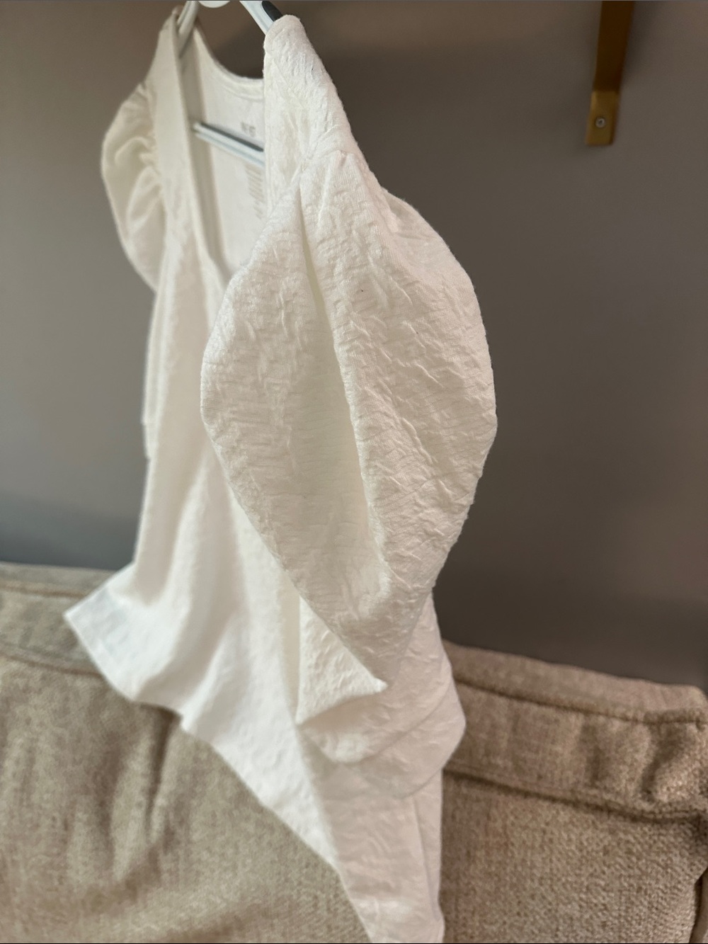 Nine West White Square Neck Puff Sleeve Top - Picture 3 of 5